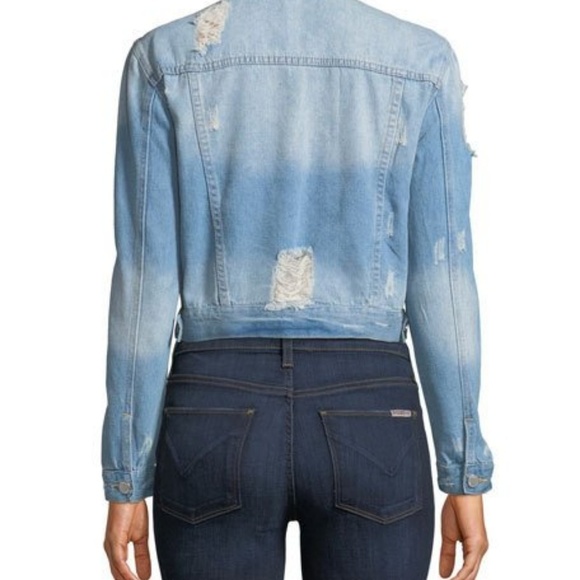 Pearlescent-Yoke Destroyed Denim Jacket - Picture 3 of 7